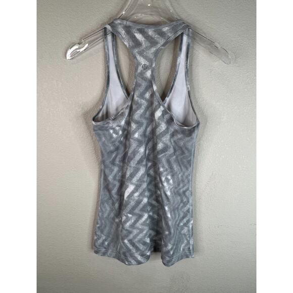 Lululemon Women's Chevron Cool Racerback Tank Top Blazer Fossil Gray Size - Picture 2 of 16